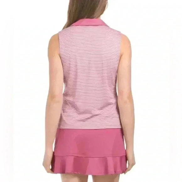 Sincerely Jules Pink and White Striped Sleeveless Polo Large - Picture 2 of 6
